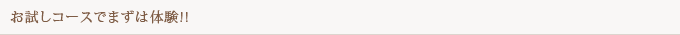 お試しコースでまずは体験!!